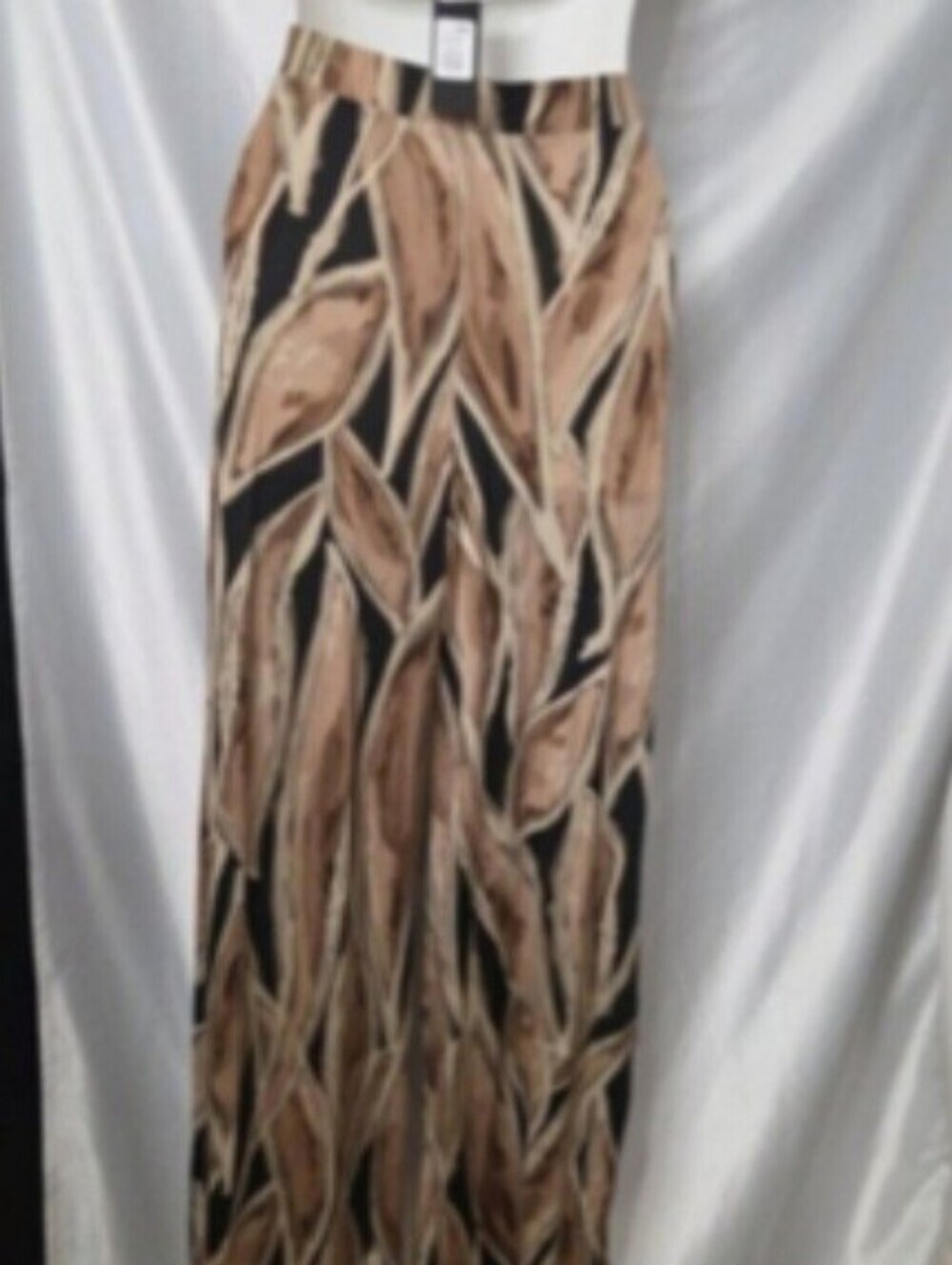 Women's Two-Piece Jumpsuit Set XS Beige Black Abstract Print - Picture 6 of 6